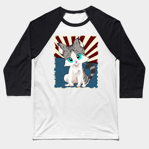 Cut Cat Baseball T-Shirt by remixer2020